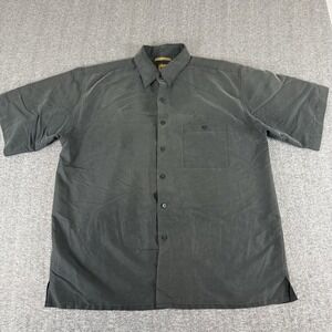 Bruno Sueded Microfiber Shirt XL Black Button Up Casual Short Sleeve